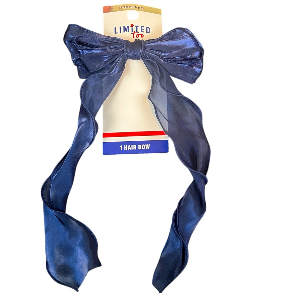 Limited Too Shimmering Navy Hair Bow